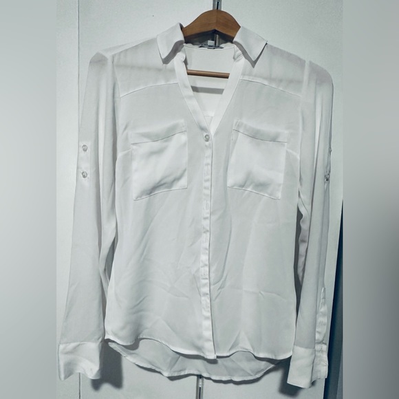 Express Tops - EXPRESS Portofino Slim fit LS shirt- WOMEN SIZE XS- White
